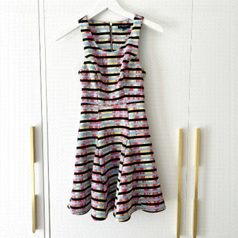 MY Michelle striped dress with gold zipper